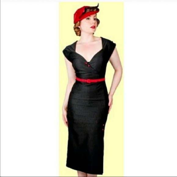 Stop Staring Dresses & Skirts - Stop Staring Manhattan Black Wiggle Pinup Dress